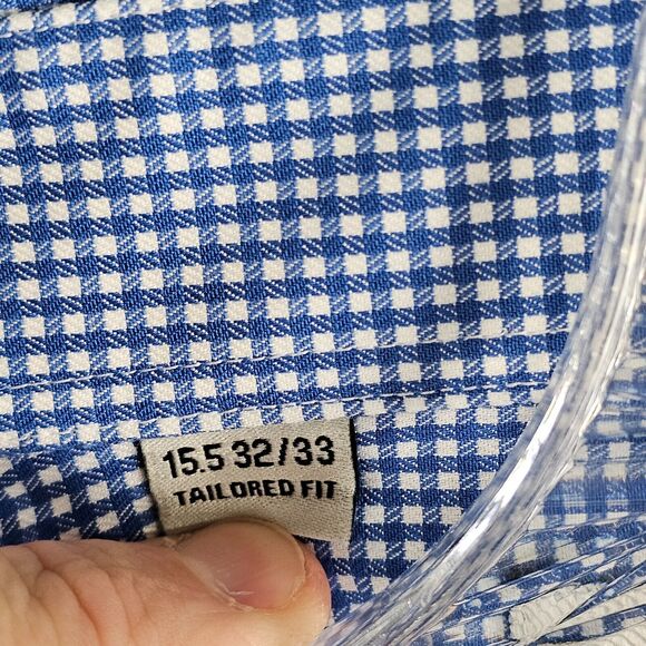 TWILLORY Noniron Safe Cotton Shirt Mens 15.5 32/33 Plaid Dress Button Up - Picture 6 of 9